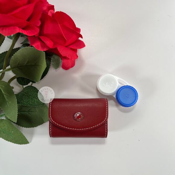 LIKE NEW Vintage Coach Leather Contact Lens Case Red - Picture 1 of 11